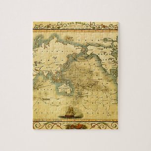 Quebra-cabeça Old Antique World Map