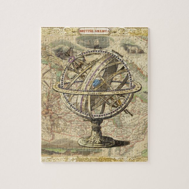 Quebra-cabeça Old British America Explore Polar Bear Compass Map (Vertical)