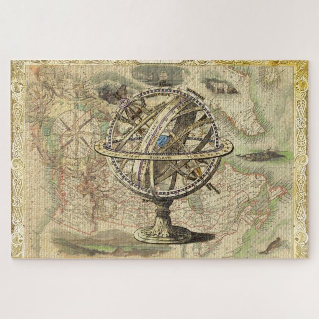 Quebra-cabeça Old British America Explore Polar Bear Compass Map (Horizontal)
