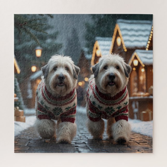 Quebra-cabeça Old English Sheepdogs Christmas Snow Holiday (Vertical)