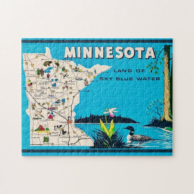 Quebra-cabeça Old Minnesota Map 11x14 (Horizontal)