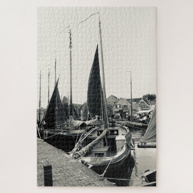 Quebra-cabeça Old picture Harbor boat  (Vertical)