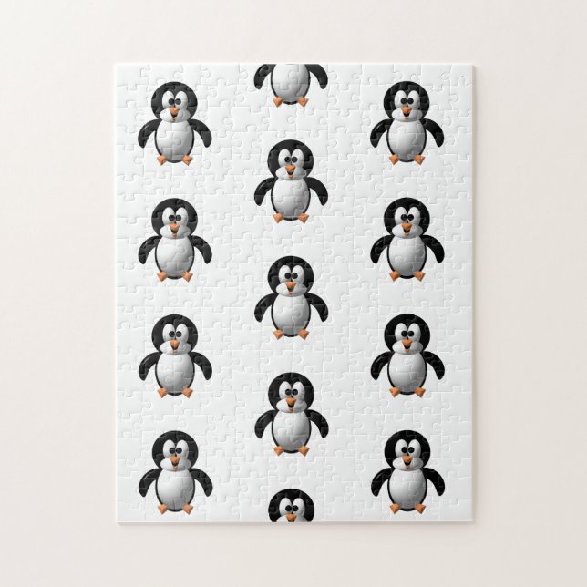 Quebra-cabeça Olhar fofo em 3D do pinguim animado (Vertical)