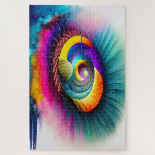 Quebra-cabeça Olho Espiral Arco-íris Abstrato Visionário Hipnóti