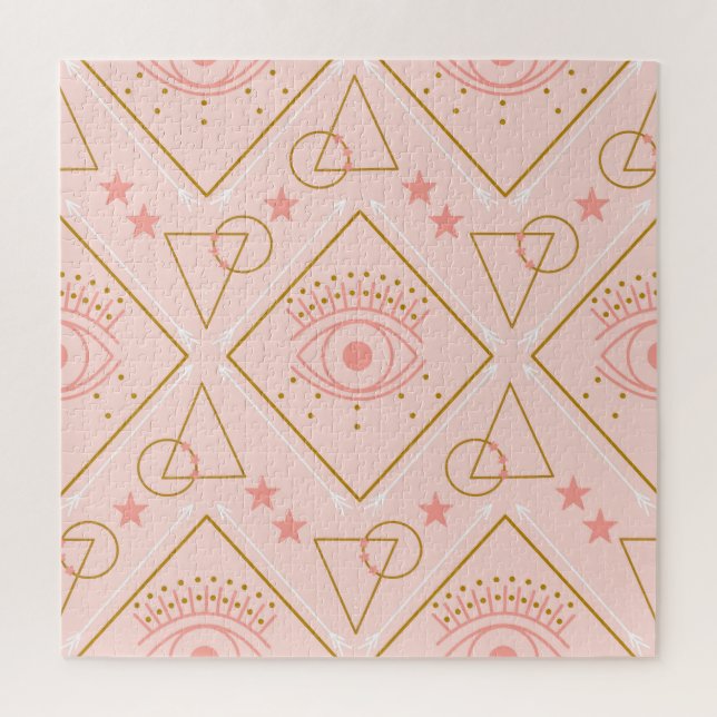 Quebra-cabeça Olhos Dourados cor-de-rosa: Design geométrico sem  (Vertical)