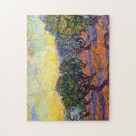 Quebra-cabeça Oliveiras, céu alaranjado Van Gogh Vincent
