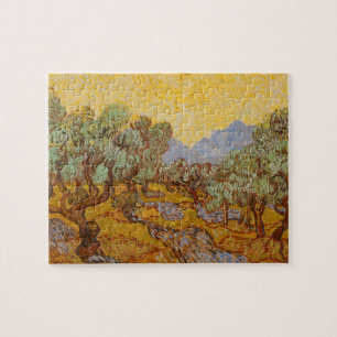 Quebra-cabeça Oliveiras de Van Gogh Sol Amarelo Céu
