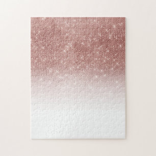 Quebra-cabeça Ombre de sequência de brilho Dourado com Rosa bril