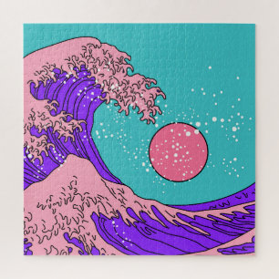 Quebra-cabeça Onda de Excelente Vaporwave: Arte Oceânica Estiliz