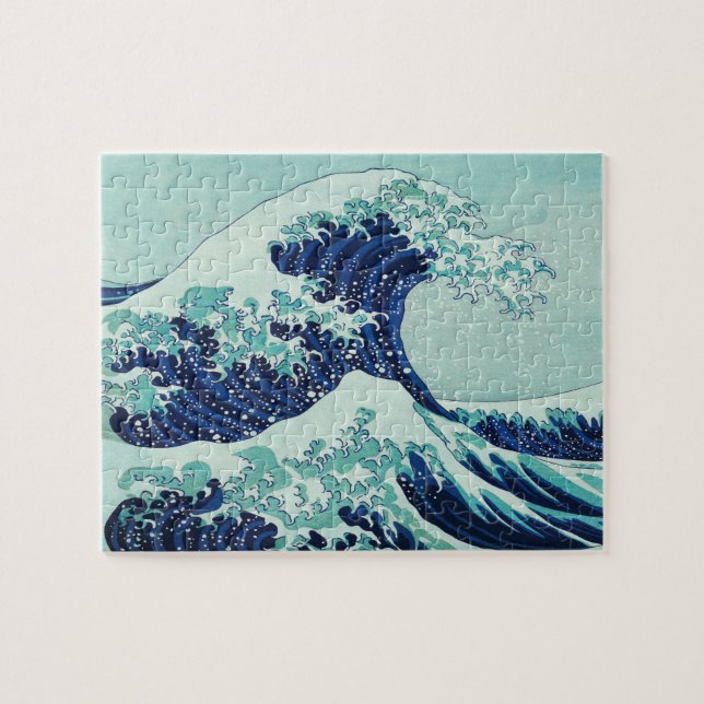 Quebra-cabeça Ondas Azuis de Hokusai (Horizontal)