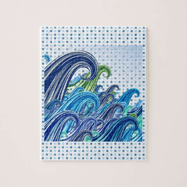 Quebra-cabeça Ondas bolinhas de azul (Vertical)