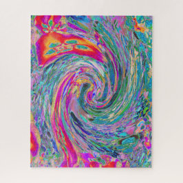 Quebra-cabeça Ondas de Cores Psicodélicas Florais Abstratas em A