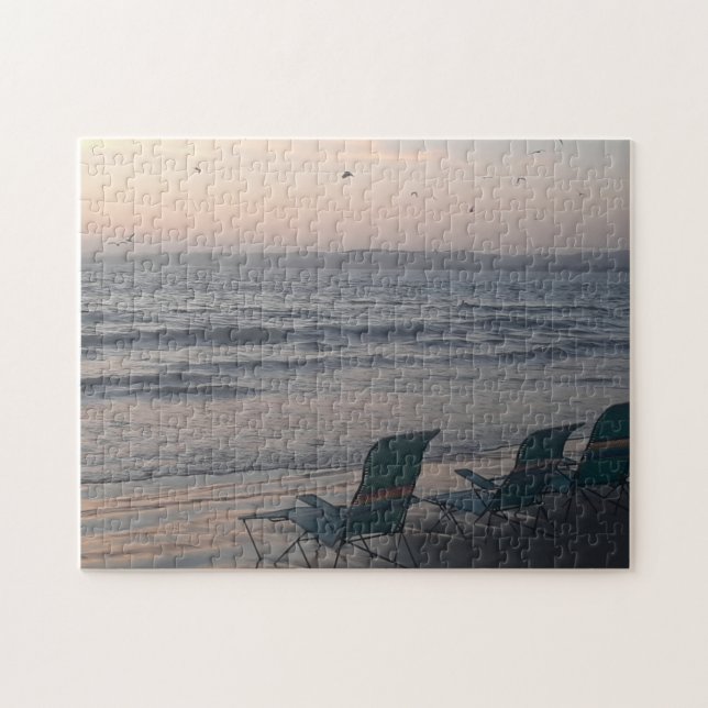 Quebra-cabeça Ondas do Oceano com Cadeiras Vazias (Horizontal)