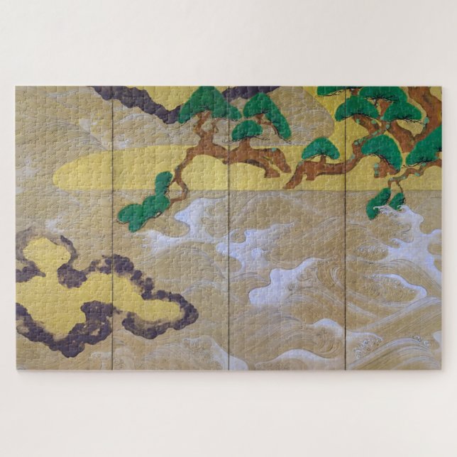 Quebra-cabeça Ondas em Matsushima (direita), Tawaraya Sotatsu (Horizontal)