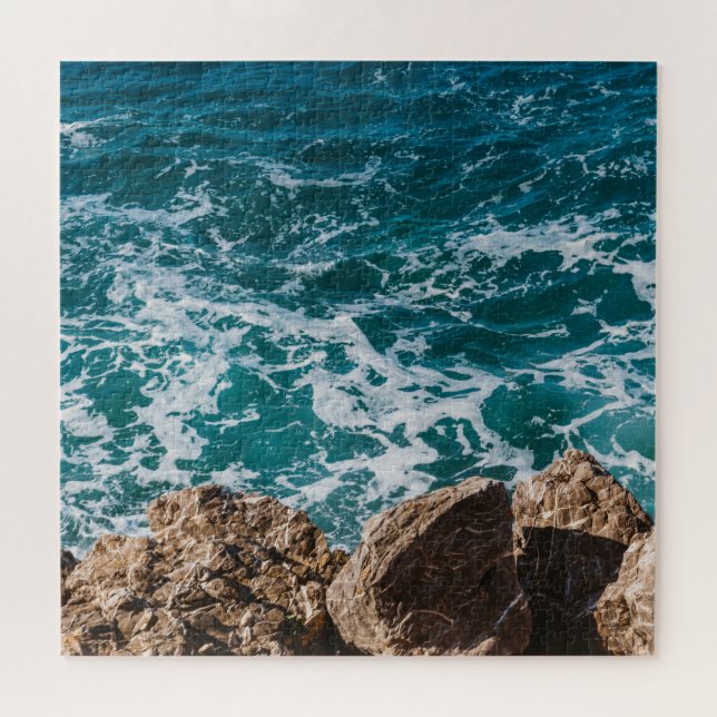 Quebra-cabeça Ondas marítimas azuis (Horizontal)