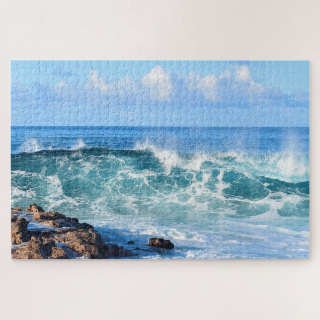 Quebra-cabeça Ondas oceânicas piscando no Havaí - 20x30 polegada (Horizontal)