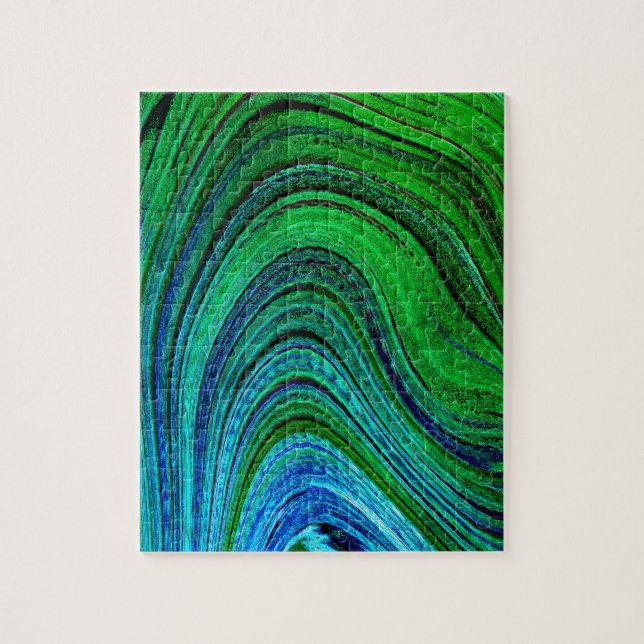 Quebra-cabeça Ondas Verdes Ondas Abstrato Moderna Arte Fractal A (Vertical)