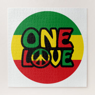 Quebra-cabeça One Love, Reggae design com cores reggae