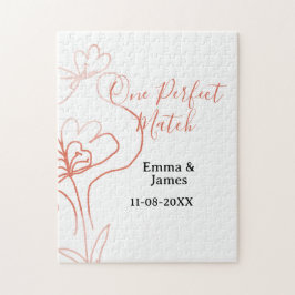 Quebra-cabeça One Perfect match terracotta wedding couple name f