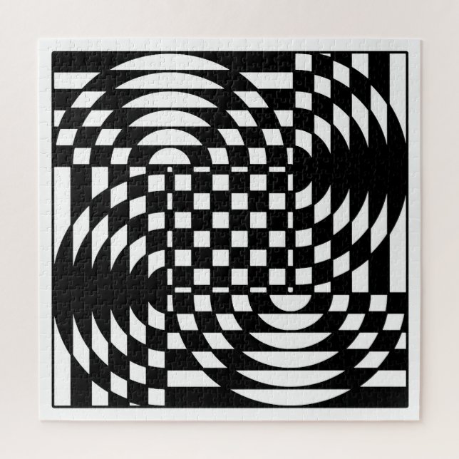 Quebra-cabeça Op-Art Preto e Branco (Vertical)