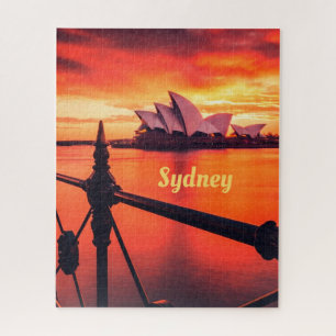 Quebra-cabeça Ópera de Sydney Austrália Orange Sky