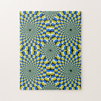 Quebra-cabeça Óptica dos Círculos Azul e Amarelo - duro