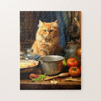Quebra-cabeça Orange Cat na Mesa da cozinha
