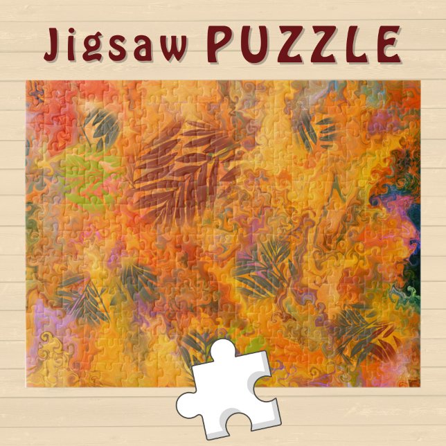 Quebra-cabeça Orange Leaves Marbling Art Autumn Vibes -  (Criador carregado)