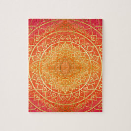 Quebra-cabeça Orange Red Dourada Mandala