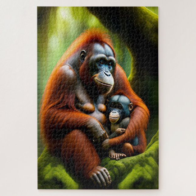 Quebra-cabeça Orangutan com bebê (Vertical)