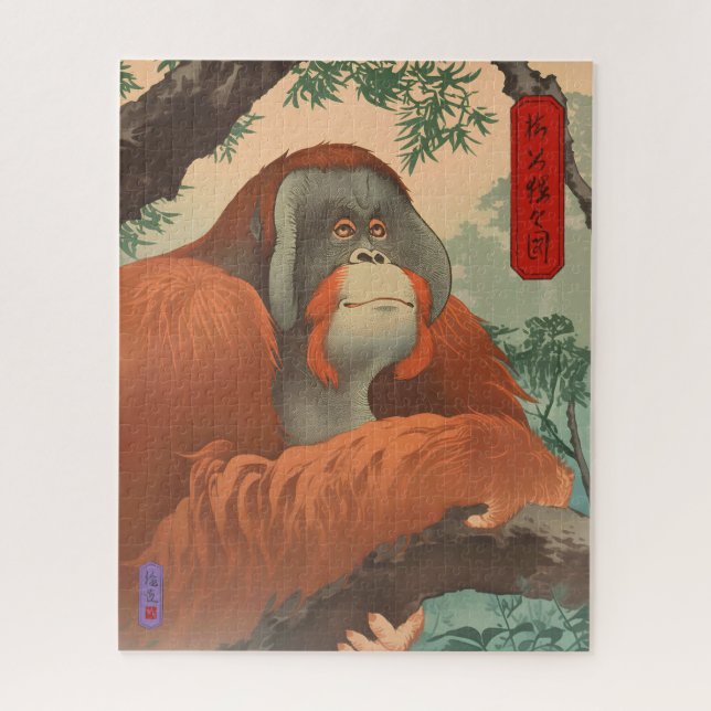 Quebra-cabeça Orangutan, Sage of Trees - Japanese Art (Vertical)