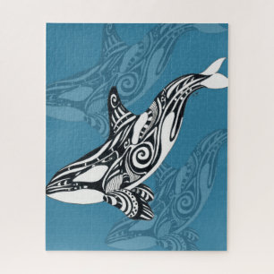 Quebra-cabeça Orca Killer Whale Tlingue Indigo Blue ink