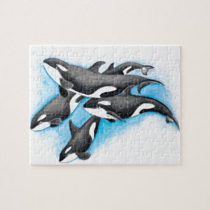 Quebra-cabeça orcas em azul