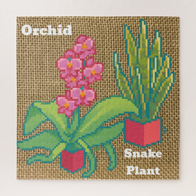 Quebra-cabeça Orchid, snake plant Pixelart, Pixel Art (Vertical)