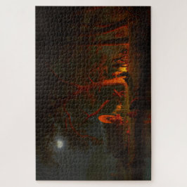 Quebra-cabeça Oregon Trail Conestoga Wagon Moonlight Camp Fire