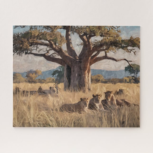 Quebra-cabeça Orgulho De Leão Na Pintura De Descanso (Horizontal)