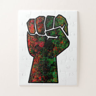 Quebra-cabeça orgulho negro punho vermelho verde bandeira pan-af