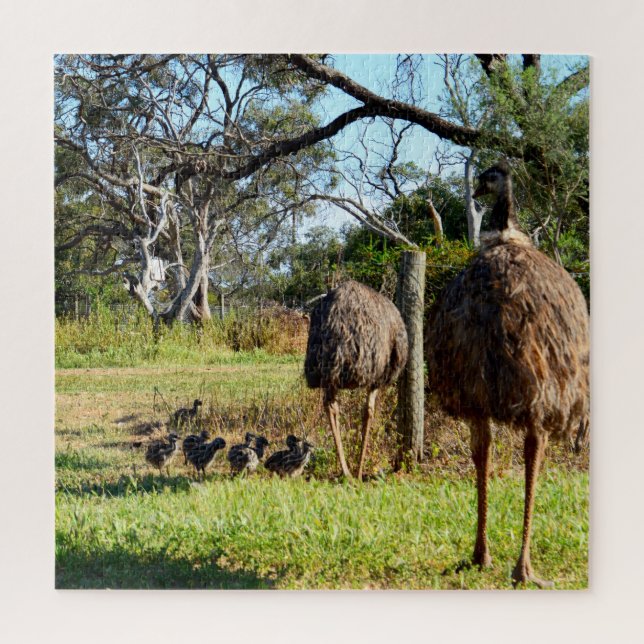 Quebra-cabeça Orgulhosos Pais De Emu Com Pintinhos, (Vertical)