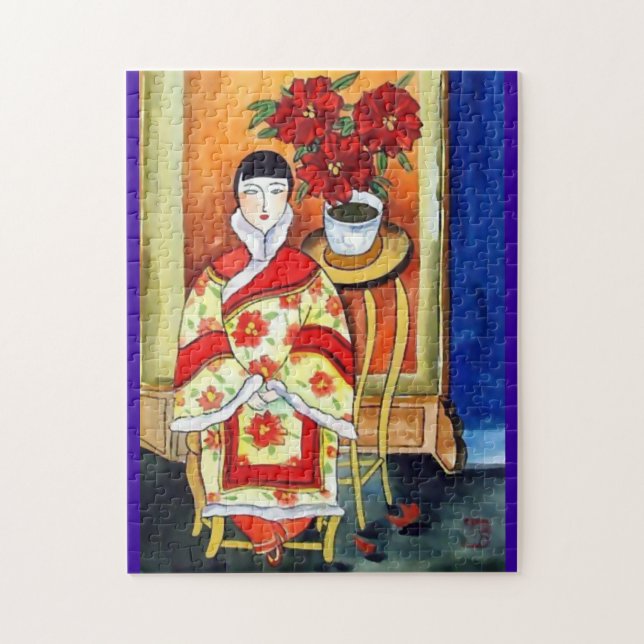 Quebra-cabeça oriental decorativo bonito da arte (Vertical)