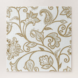 Quebra-cabeça Oriental Floral: Um Étnico Cortado Floreado.