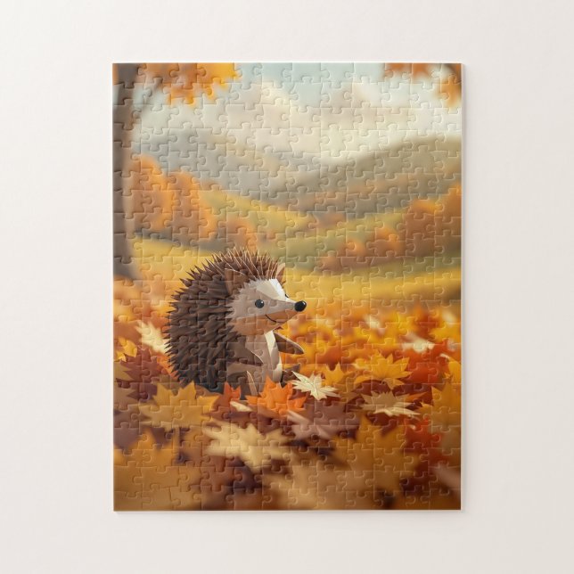 Quebra-cabeça Origami Hedgehog Diversão Sazonal Queda (Vertical)