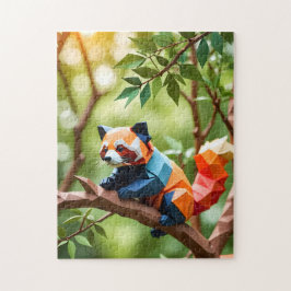Quebra-cabeça Origami Panda Vermelho