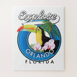 Quebra-cabeça Orlando Florida Explore logo retro.