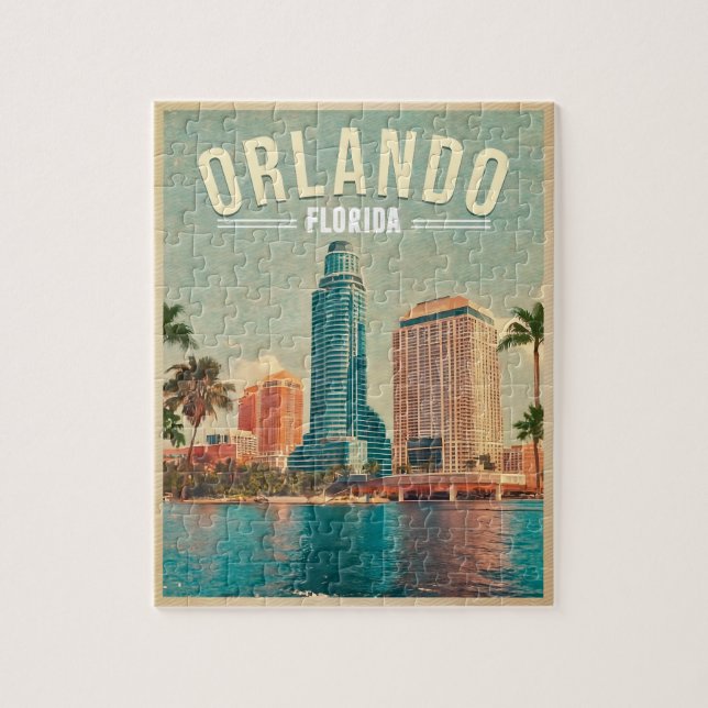 Quebra-cabeça Orlando Florida Vintage High Building Palm 1960 (Vertical)