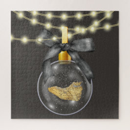 Quebra-cabeça Ornamento de Mapa da Ilha Hillton, Feliz Natal