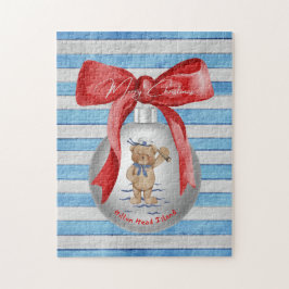 Quebra-cabeça Ornamento do Urso da Ilha Merry Christmas Hilton H