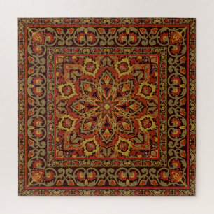 Quebra-cabeça Ornamento floral oriental com padrão de moldura
