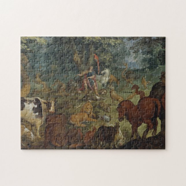 Quebra-cabeça Orpheus que encanta os animais (óleo no painel) (Horizontal)