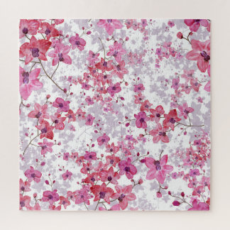 Quebra-cabeça Orquídea: beleza vermelha singular.