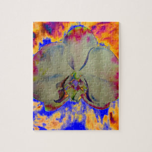Quebra-cabeça Orquídea-Fogo, pintura floral abstrato tropical